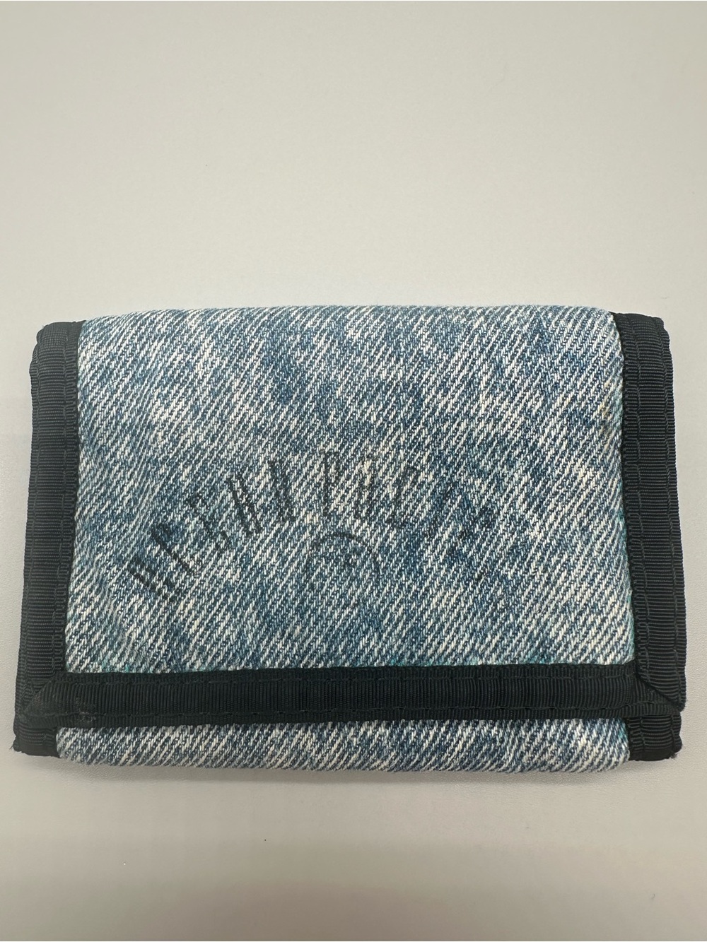 Vintage 90s OP Ocean Pacific Acid Wash Denim Trifold Velcro Wallet